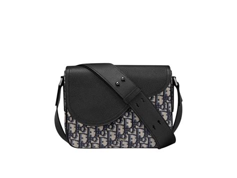 Dior Saddle Messenger Bag Grained Calfskin Black .